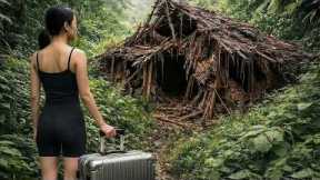 Female CEO Builds A Hidden Wooden House To Survive In The Wilderness.